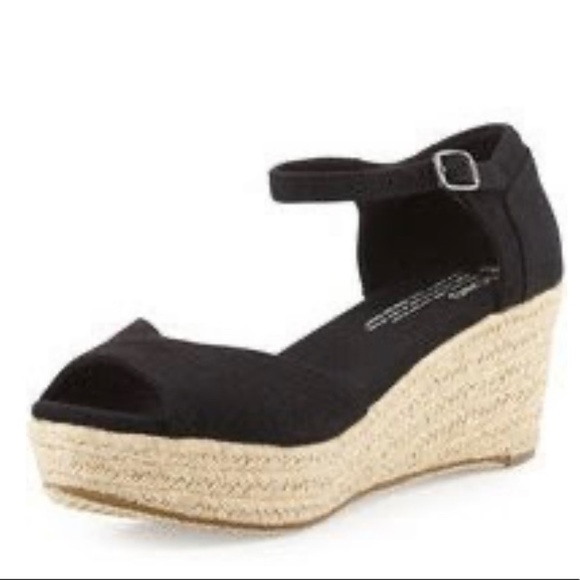 Toms Platform Wedges in Black - Picture 1 of 6